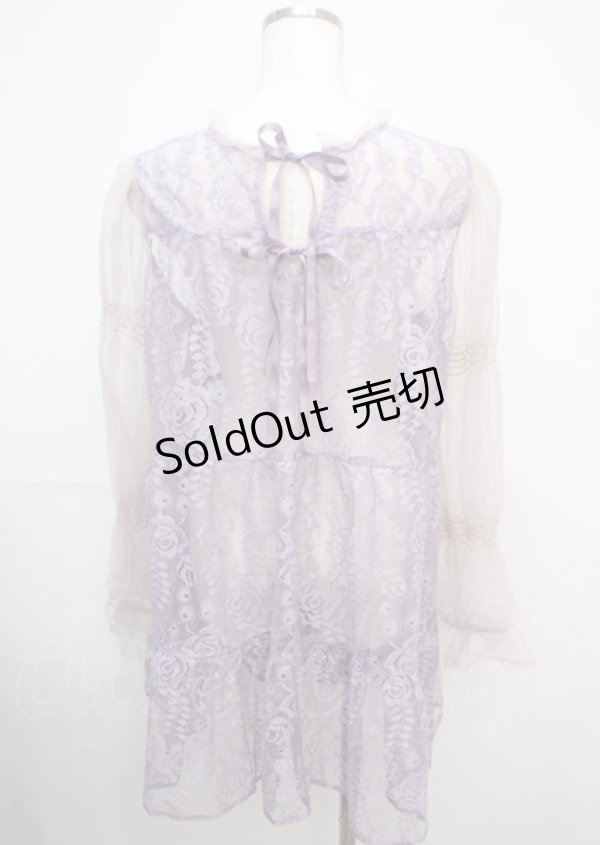 画像2: axes femme POETIQUE / 総レースシアーチュニック M ラベンダー Y-25-03-07-068-AX-OP-SZ-ZS (2)