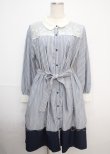 画像1: axes femme / 襟付バイカラーワンピース M 紺 Y-25-03-07-072-AX-OP-SZ-ZS (1)