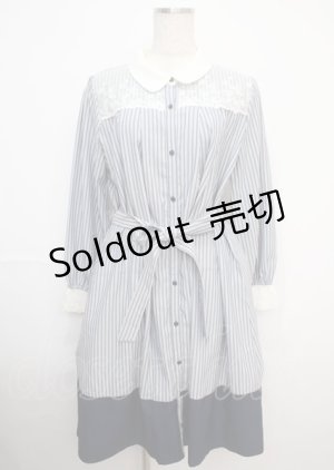 画像: axes femme / 襟付バイカラーワンピース M 紺 Y-25-03-07-072-AX-OP-SZ-ZI
