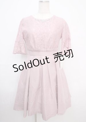 画像: axes femme / 袖付きレースフレアドレス M 淡ピンク Y-25-03-07-080-AX-OP-SZ-ZI