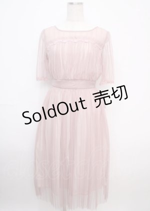 画像: axes femme / ストライプチュールドレス M 淡ピンク Y-25-03-07-082-AX-OP-SZ-ZI