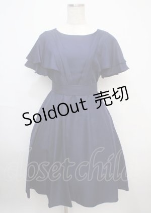 画像: axes femme / 袖付バックプリーツドレス M 紺 Y-25-03-07-089-AX-OP-SZ-ZY