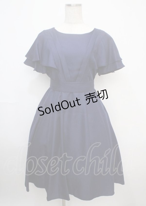 画像1: axes femme / 袖付バックプリーツドレス M 紺 Y-25-03-07-089-AX-OP-SZ-ZY (1)