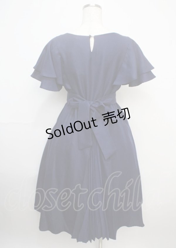 画像2: axes femme / 袖付バックプリーツドレス M 紺 Y-25-03-07-089-AX-OP-SZ-ZY (2)