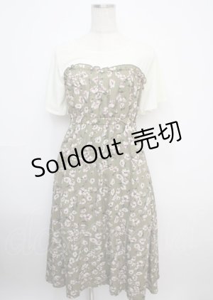 画像: axes femme / 花柄ドッキングワンピース M グリーン Y-25-03-07-098-AX-OP-SZ-ZS