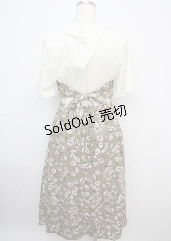 画像2: axes femme / 花柄ドッキングワンピース M グリーン Y-25-03-07-098-AX-OP-SZ-ZS (2)