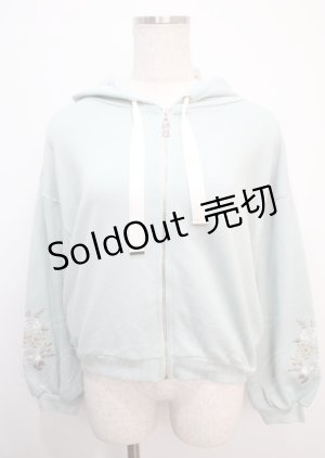 画像: axes femme / 袖花刺繍ショートパーカー M ミント Y-25-03-07-013-AX-TO-SZ-ZI