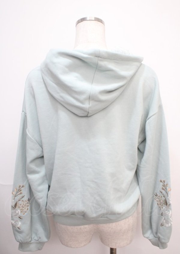 画像2: axes femme / 袖花刺繍ショートパーカー M ミント Y-25-03-07-013-AX-TO-SZ-ZI (2)