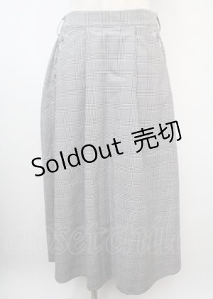 画像: axes femme / 花刺繍チェックスカート  グレー Y-25-03-07-125-AX-SK-AS-ZY