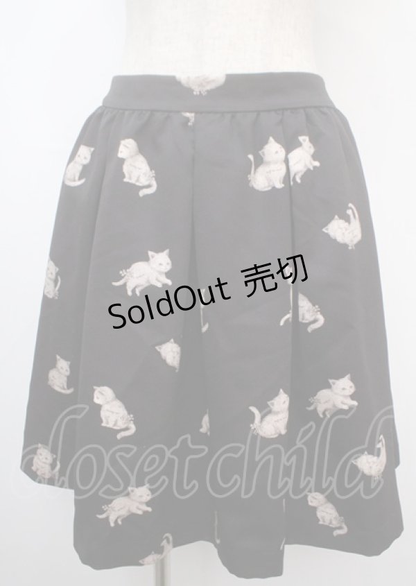 画像1: franche lippee black / シルエットねこスカート M 黒 Y-25-03-07-139-LO-SK-SZ-ZY (1)