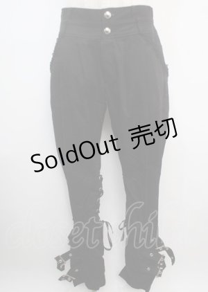 画像: ALICE and the PIRATES / ベルトデザインレースアップパンツ MEN'S 黒 Y-25-03-07-150-PA-PA-SZ-ZY