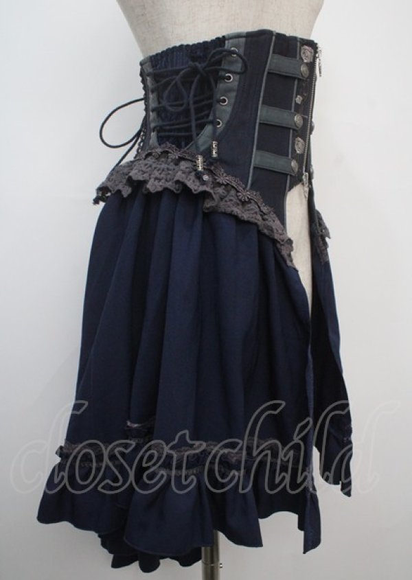 画像4: Ozz oneste / 薔薇刺繍オーバーコルセット  青 Y-25-03-07-158-OO-SK-SZ-ZY (4)