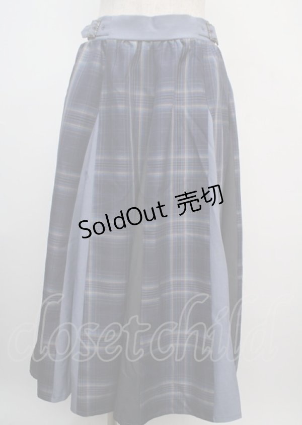 画像1: axes femme / サイドバックル柄切替スカート F 紺 Y-25-03-07-175-AX-SK-SZ-ZY (1)