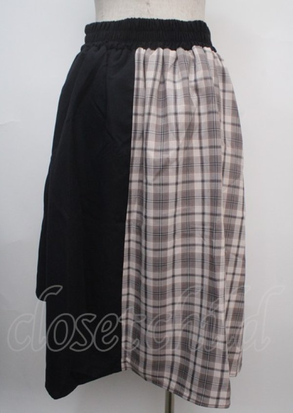 画像2: axes femme POETIQUE / アシメバイカラーチェックスカート M 紺 Y-25-03-07-176-AX-SK-SZ-ZT102 (2)