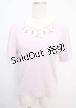 画像: axes femme / 花刺繍スカラップレースプルオーバー M ピンク Y-25-03-07-029-AX-TO-SZ-ZY