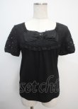 画像1: axes femme / レースドッキング半袖プルオーバー M 黒 Y-25-03-07-032-AX-TO-SZ-ZY (1)