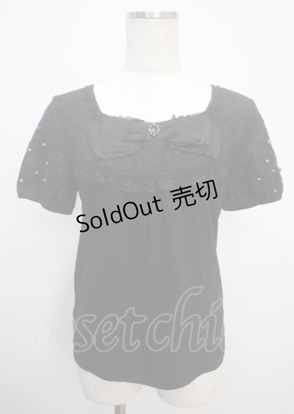 画像1: axes femme / レースドッキング半袖プルオーバー M 黒 Y-25-03-07-032-AX-TO-SZ-ZY (1)