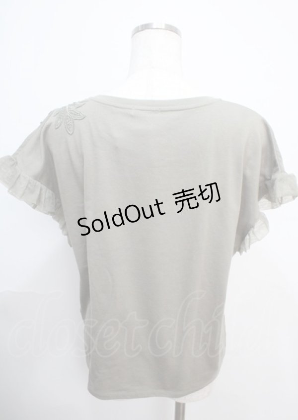 画像2: axes femme / フラワーレーススクエアTシャツ M カーキ Y-25-03-07-038-AX-TO-SZ-ZY (2)