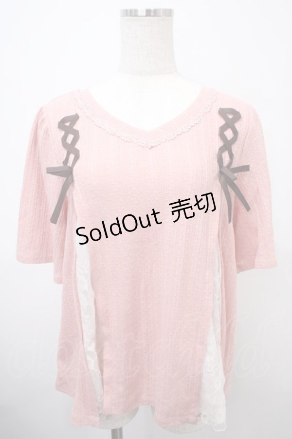 画像1: axes femme / レースアッププルオーバー M ピンク Y-25-03-10-071-AX-TO-SZ-ZS (1)