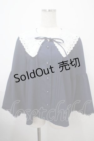 画像: axes femme / 刺繍入りビッグカラーブラウス M 紺 Y-25-03-10-073-AX-BL-SZ-ZY