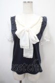 画像1: axes femme POETIQUE / 刺繍ボータイブロッキングプルオーバー M 紺 Y-25-03-10-074-AX-TO-SZ-ZY (1)