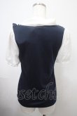 画像2: axes femme POETIQUE / 刺繍ボータイブロッキングプルオーバー M 紺 Y-25-03-10-074-AX-TO-SZ-ZY (2)