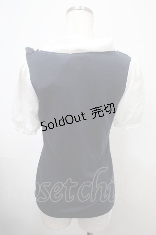 画像2: axes femme POETIQUE / 刺繍ボータイブロッキングプルオーバー M 紺 Y-25-03-10-074-AX-TO-SZ-ZY (2)