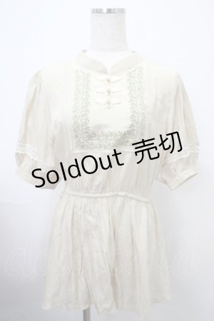 画像: axes femme / チャイナボタン×刺繍チュニ M ベージュ Y-25-03-10-082-AX-OP-SZ-ZY