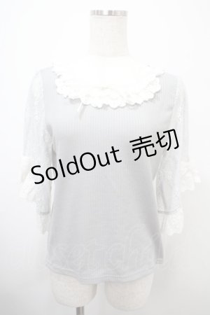 画像: axes femme / レース×リボン袖プルオーバー M グレー Y-25-03-10-083-AX-TO-SZ-ZY