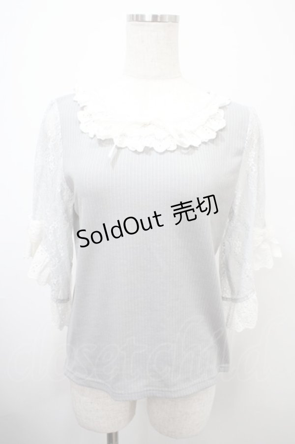 画像1: axes femme / レース×リボン袖プルオーバー M グレー Y-25-03-10-083-AX-TO-SZ-ZY (1)