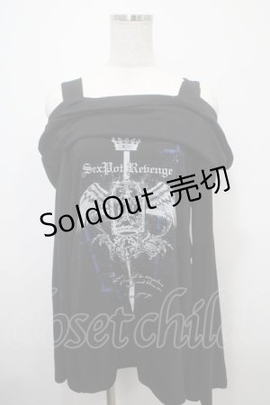 画像: SEX POT ReVeNGe / ROYAL CROWN SHOULDER デザインカットソー L 黒 Y-25-03-10-106-SP-TO-SZ-ZY