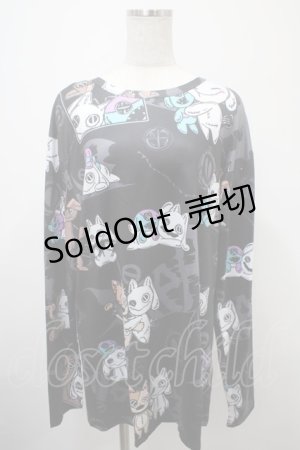 画像: NieR Clothing / 総柄プリントロンT F 黒 Y-25-03-10-114-PU-TO-SZ-ZY