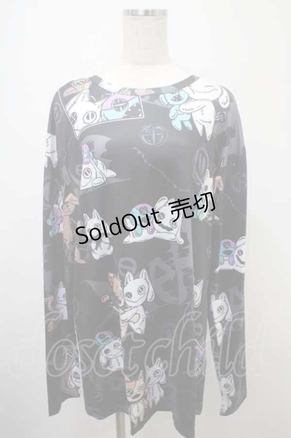 画像1: NieR Clothing / 総柄プリントロンT F 黒 Y-25-03-10-114-PU-TO-SZ-ZY (1)