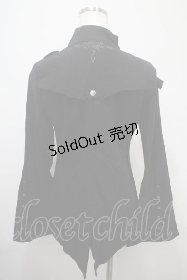 画像2: Ozz Croce / スタンドカラーランダムフリルブラウス  黒 Y-25-03-10-123-OO-BL-SZ-ZY (2)