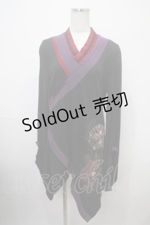画像: Ozz oneste / 着物衿ニットチュニ  黒 Y-25-03-10-127-OO-OP-SZ-ZY