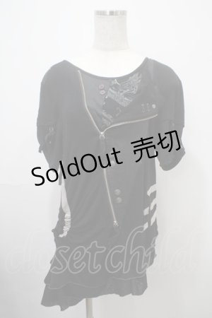 画像: Ozz conte / 重ね着風アシメトップス  黒 Y-25-03-10-128-OO-TO-SZ-ZY
