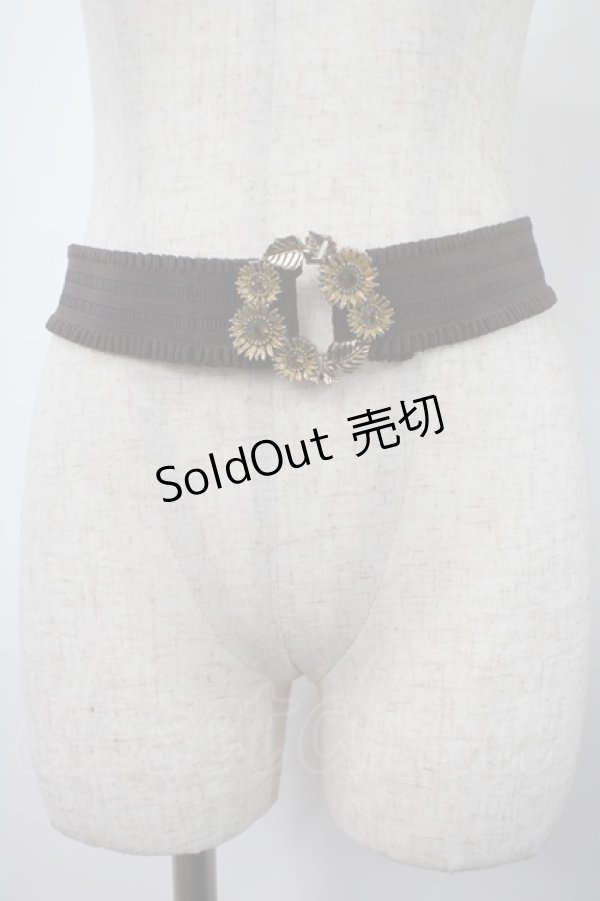 画像1: axes femme / 向日葵リースゴムベルト  茶 Y-25-03-10-016-AX-ZA-SZ-ZY (1)
