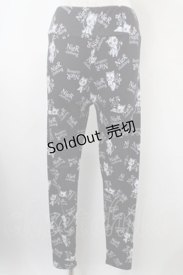 画像1: NieR Clothing / プリントレギンスパンツ  黒 Y-25-03-10-135-PU-PA-SZ-ZY (1)