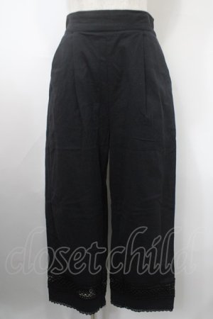 画像: axes femme / レース切替麻調コットンパンツ L 黒 Y-25-03-10-139-AX-PA-SZ-ZY