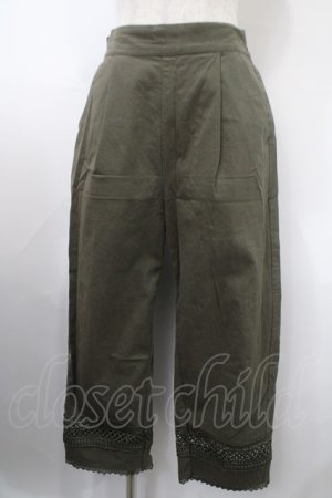 画像: axes femme / レース切替麻調コットンパンツ F グリーン Y-25-03-10-140-AX-PA-SZ-ZT125