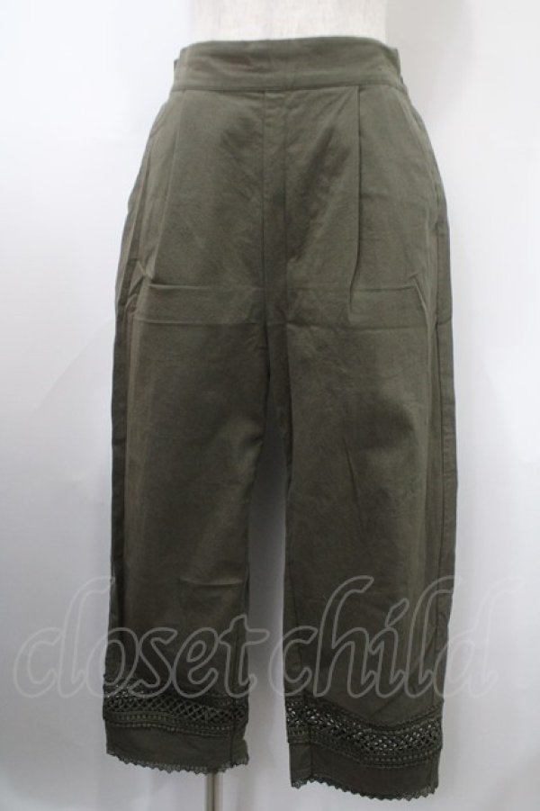 画像1: axes femme / レース切替麻調コットンパンツ F グリーン Y-25-03-10-140-AX-PA-SZ-ZT125 (1)