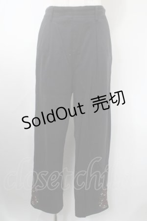 画像: axes femme / 裾刺繍ストレートパンツ L 黒 Y-25-03-10-141-AX-PA-SZ-ZT340