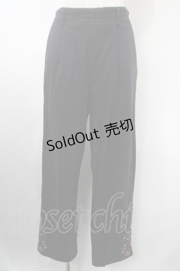 画像1: axes femme / 裾刺繍ストレートパンツ L 黒 Y-25-03-10-141-AX-PA-SZ-ZT340 (1)