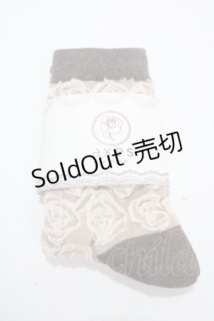 画像: axes femme / ローズ柄ソックス  モカ Y-25-03-10-020-AX-ZA-SZ-ZY