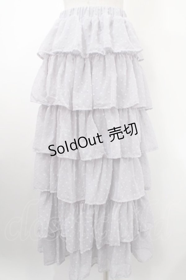 画像2: Ank Rouge / ドットドビーティアードロングスカート M ブルー Y-25-03-10-148-CA-SK-SZ-ZY (2)