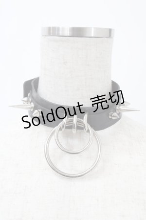 画像: NOVESSEL / スタッズ付きリングチョーカー  黒 Y-25-03-10-034-PU-AC-SZ-ZY