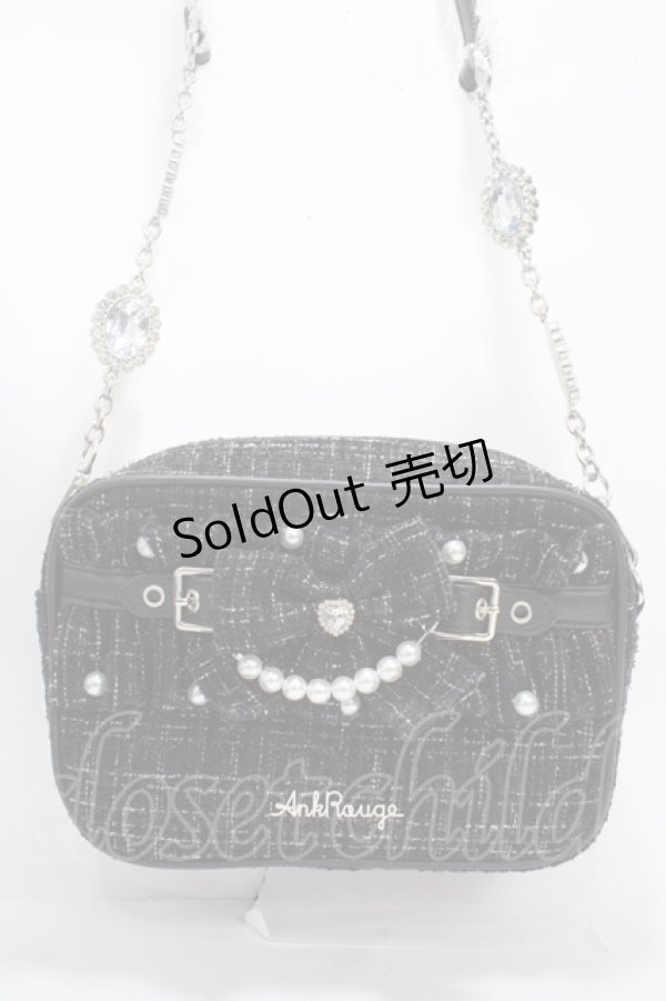 画像1: Ank Rouge / ツイードフリルBag  黒 Y-25-03-10-040-CA-BG-SZ-ZY (1)