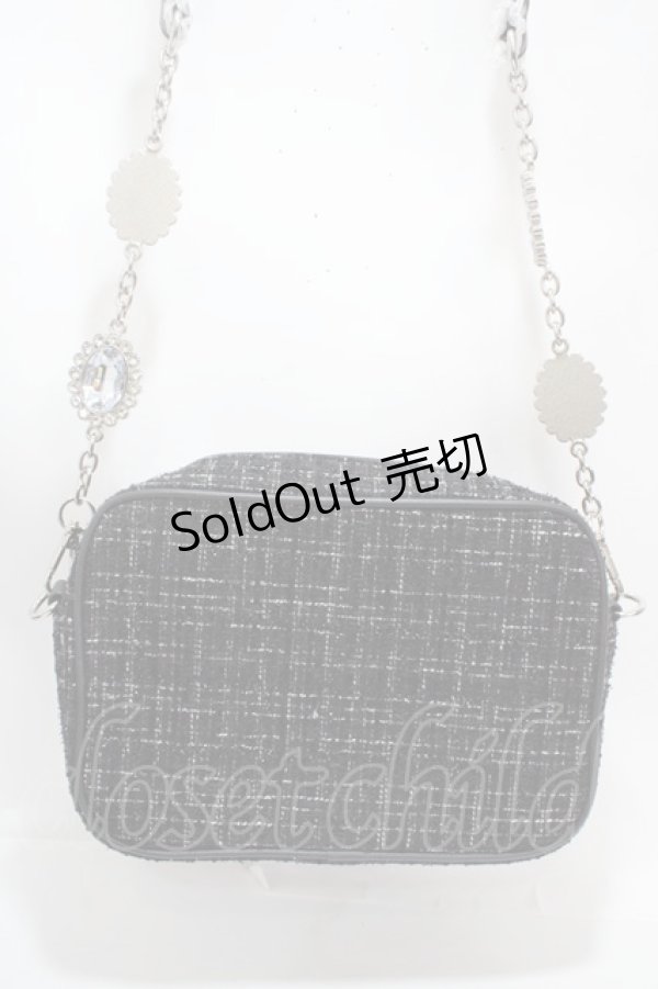 画像2: Ank Rouge / ツイードフリルBag  黒 Y-25-03-10-040-CA-BG-SZ-ZY (2)