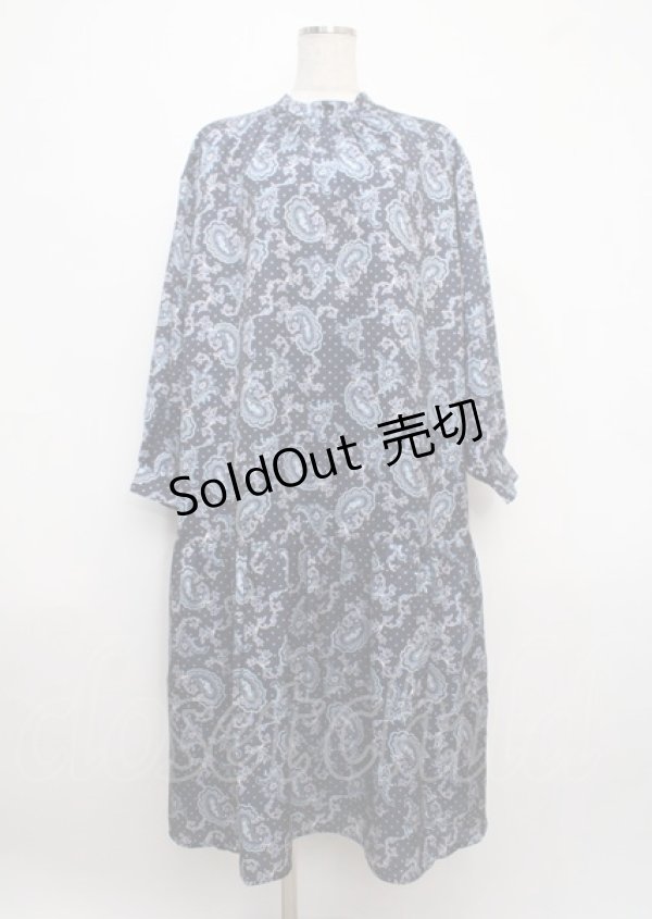 画像1: axes femme NOSTALGIE / ペイズリー×ドット柄ワンピース F ブルー Y-25-03-11-059-AX-OP-SZ-ZY (1)
