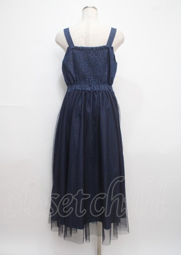 画像2: axes femme / ブーケ刺繍チュールジャンスカ M インディゴ Y-25-03-11-062-AX-OP-SZ-ZS (2)